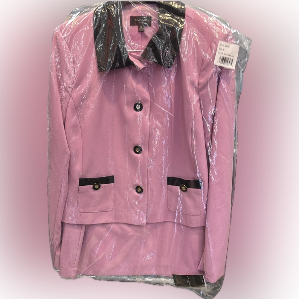 Tahari Blazer in Light Pink with Black Accents